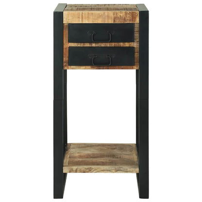 Sidobord Brun med låda 40 x 40 x 80 cm Massivt grovt mangoträ
