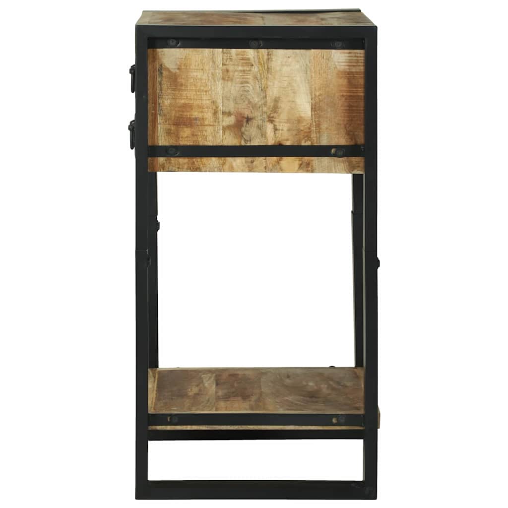 Sidobord Brun med låda 40 x 40 x 80 cm Massivt grovt mangoträ