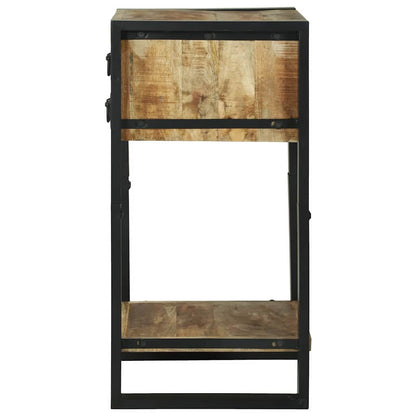 Sidobord Brun med låda 40 x 40 x 80 cm Massivt grovt mangoträ