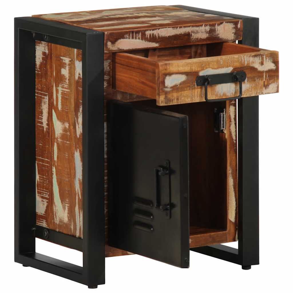 Sängbord Nattduksbord Trä flerfärgad 40x30x50 cm massivt återvunnet trä