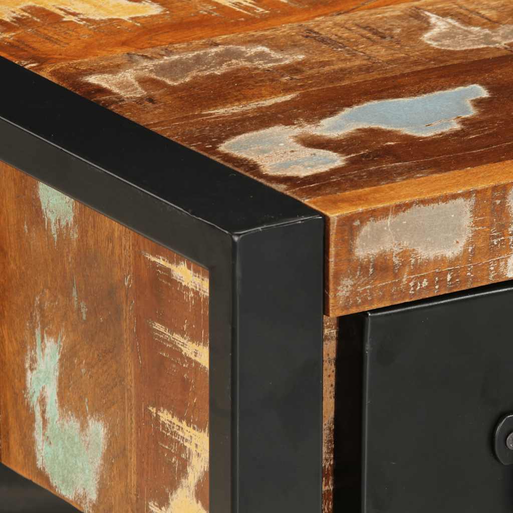 Sängbord Nattduksbord Trä flerfärgad 35x34x45 cm massivt återvunnet trä