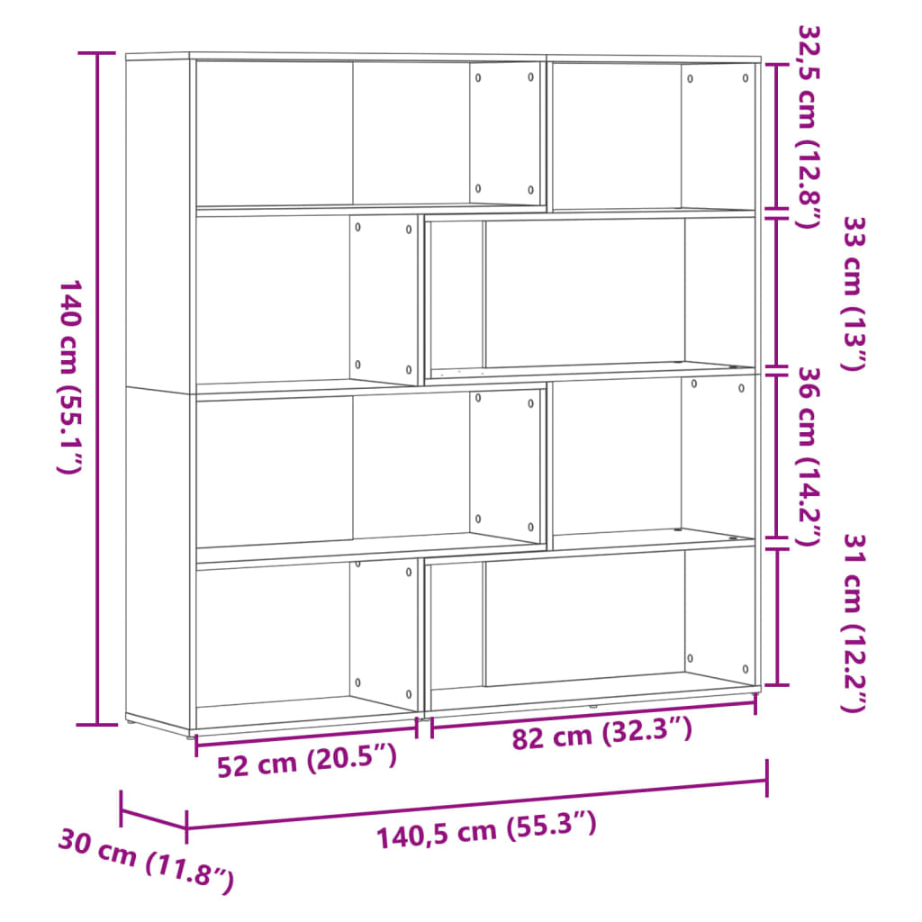 Bokhylla Vit hörn 4 hyllplan 85x85x140 cm
