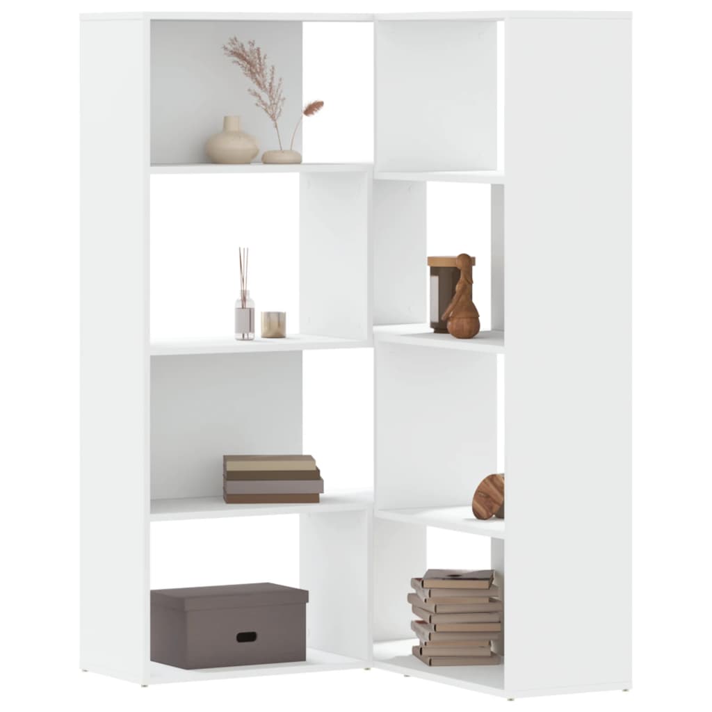 Bokhylla Vit hörn 4 hyllplan 85x85x140 cm