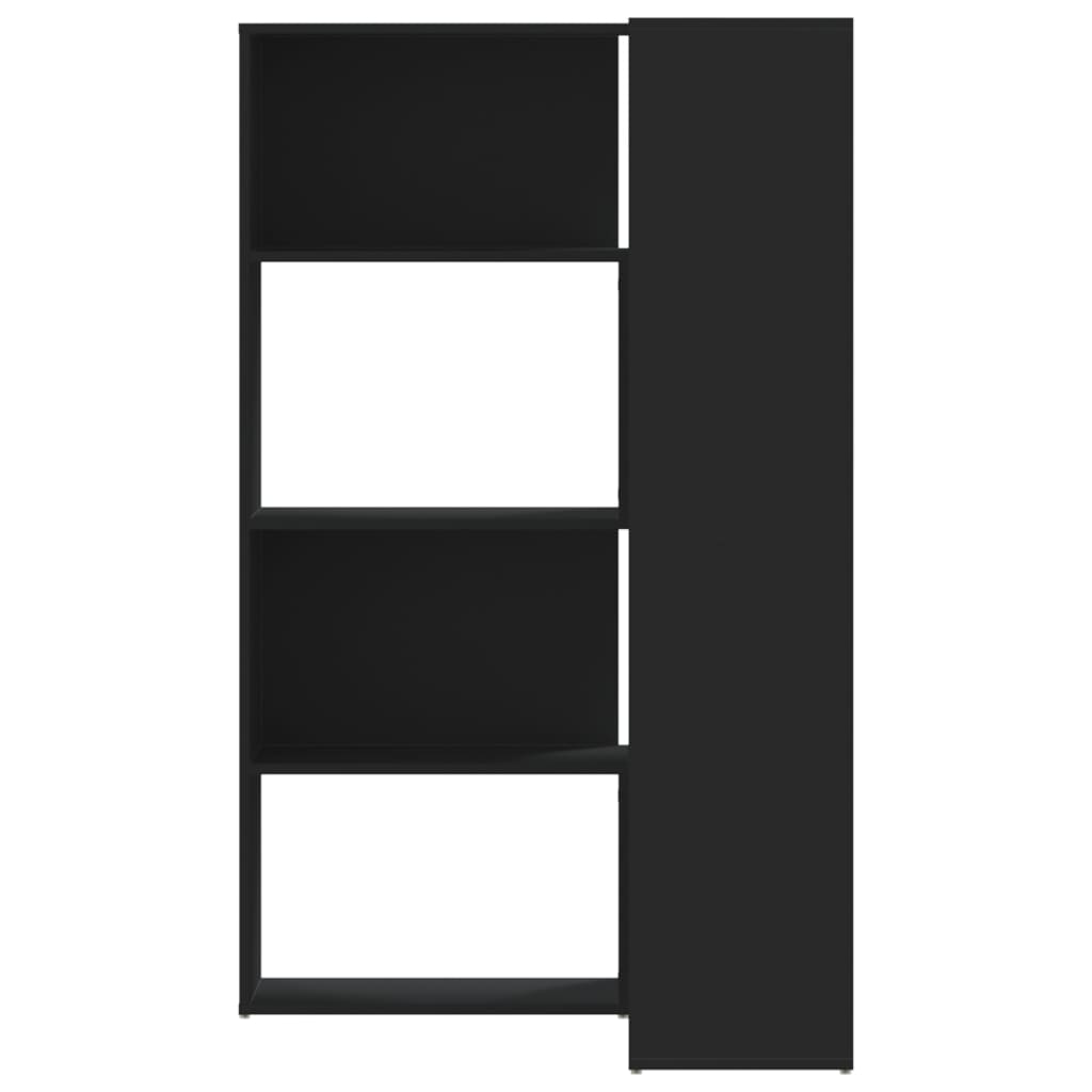 Bokhylla Svart hörn 4 hyllplan 85x85x140 cm