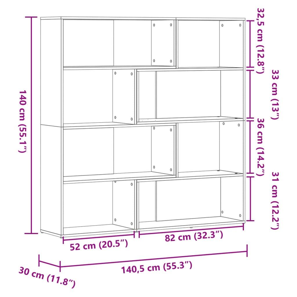 Bokhylla Sonoma Ek hörn 4 hyllplan 85x85x140 cm