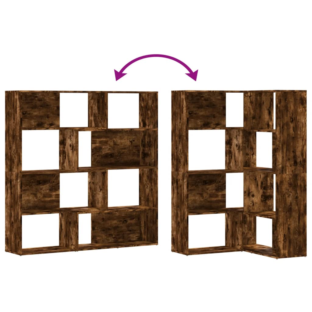 Bokhylla Rökfärgad Ek hörn 4 hyllplan 85x85x140 cm