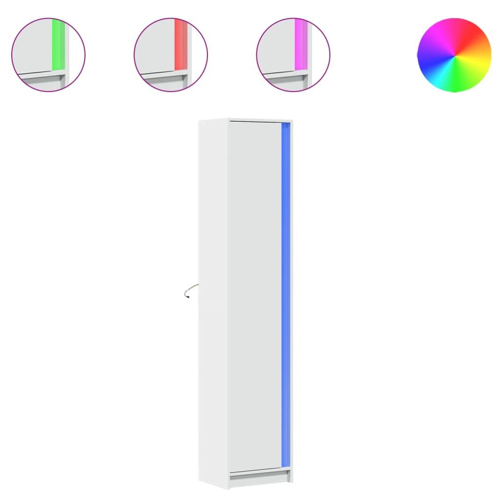 Skåp Vit LEDs 41,5x32,5x200 cm