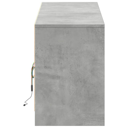Tv-bänk med LEDs betonggrå 180x34x50 cm konstruerat trä