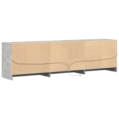 Tv-bänk med LEDs betonggrå 180x34x50 cm konstruerat trä