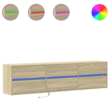 TV-Möbel Sonoma Ek Väggmonterad TV-Bänk LED 180x31x45 cm