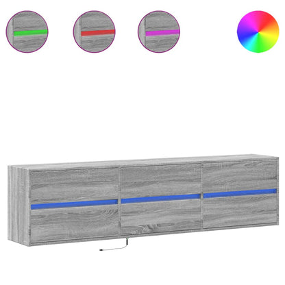 TV-Möbel Sonoma Grå Väggmonterad TV-Bänk LED 180x31x45 cm