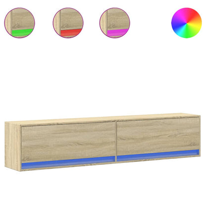 TV-Möbel Sonoma Ek Väggmonterad TV-Bänk LED 180x31x38 cm