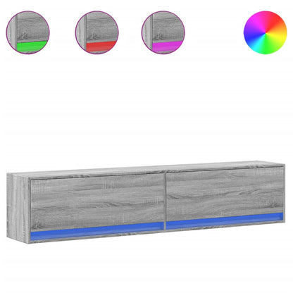 TV-Möbel Sonoma Grå Väggmonterad TV-Bänk LED 180x31x38 cm