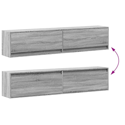 TV-Möbel Sonoma Grå Väggmonterad TV-Bänk LED 180x31x38 cm