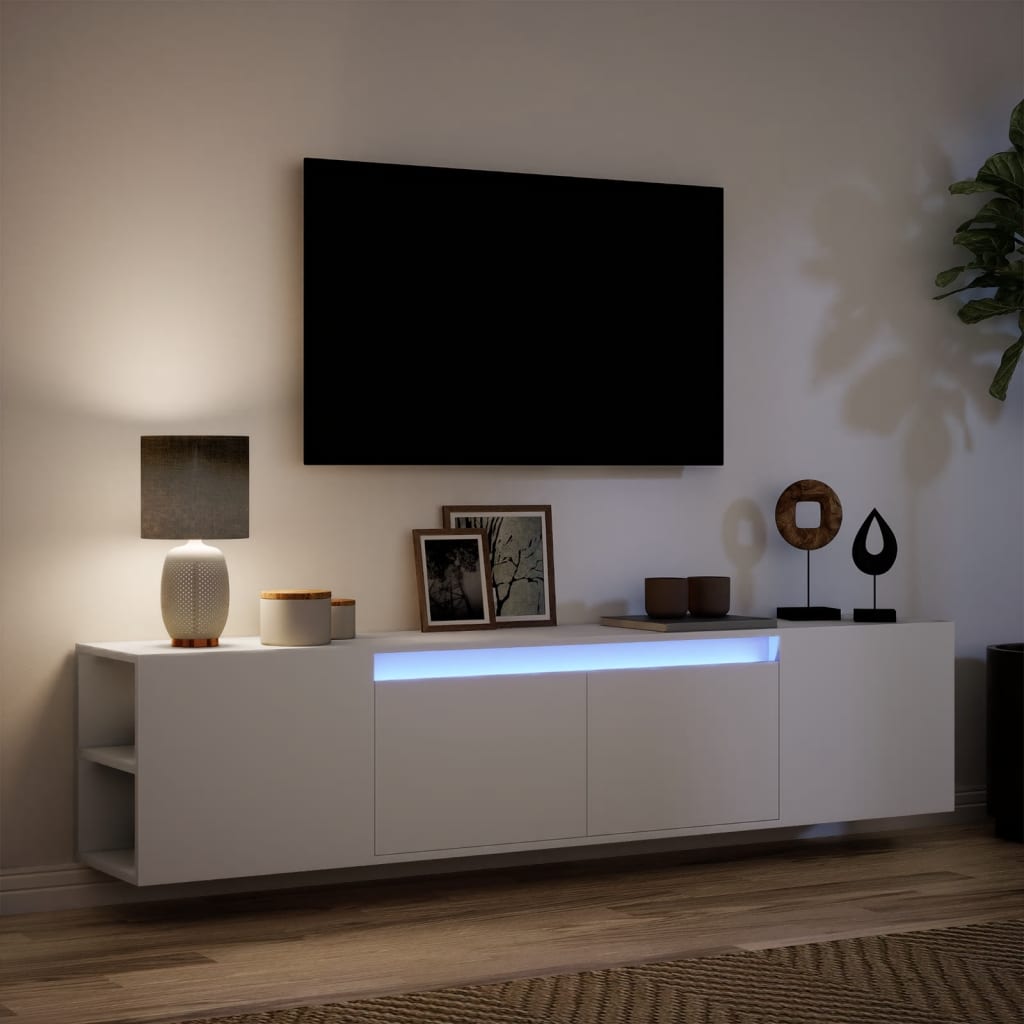 TV-Möbel Vit TV-Bänk LED 180x31x39,5 cm