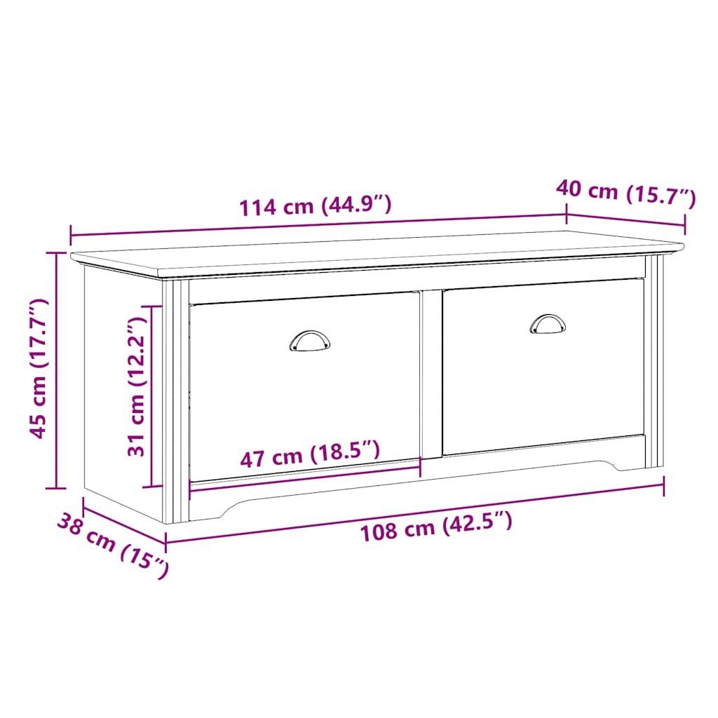 Hallbänk BODO Vit 114x40x45 cm