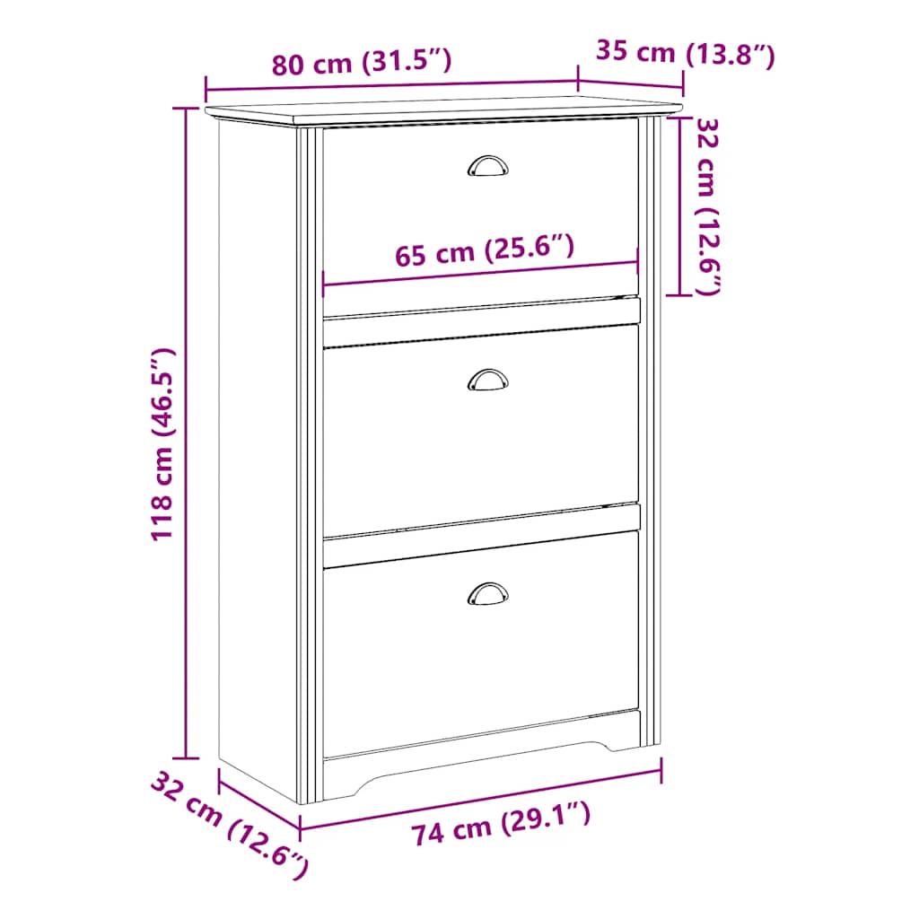 Skoställ Vit Skohylla BODO 80x35x118 cm