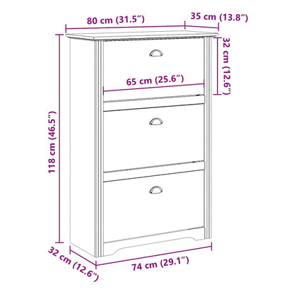 Skoställ Vit Skohylla BODO 80x35x118 cm