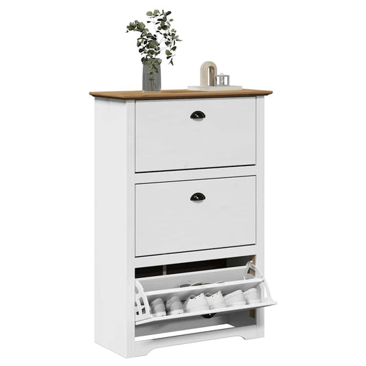 Skoställ Vit och Brun 80x35x118 cm