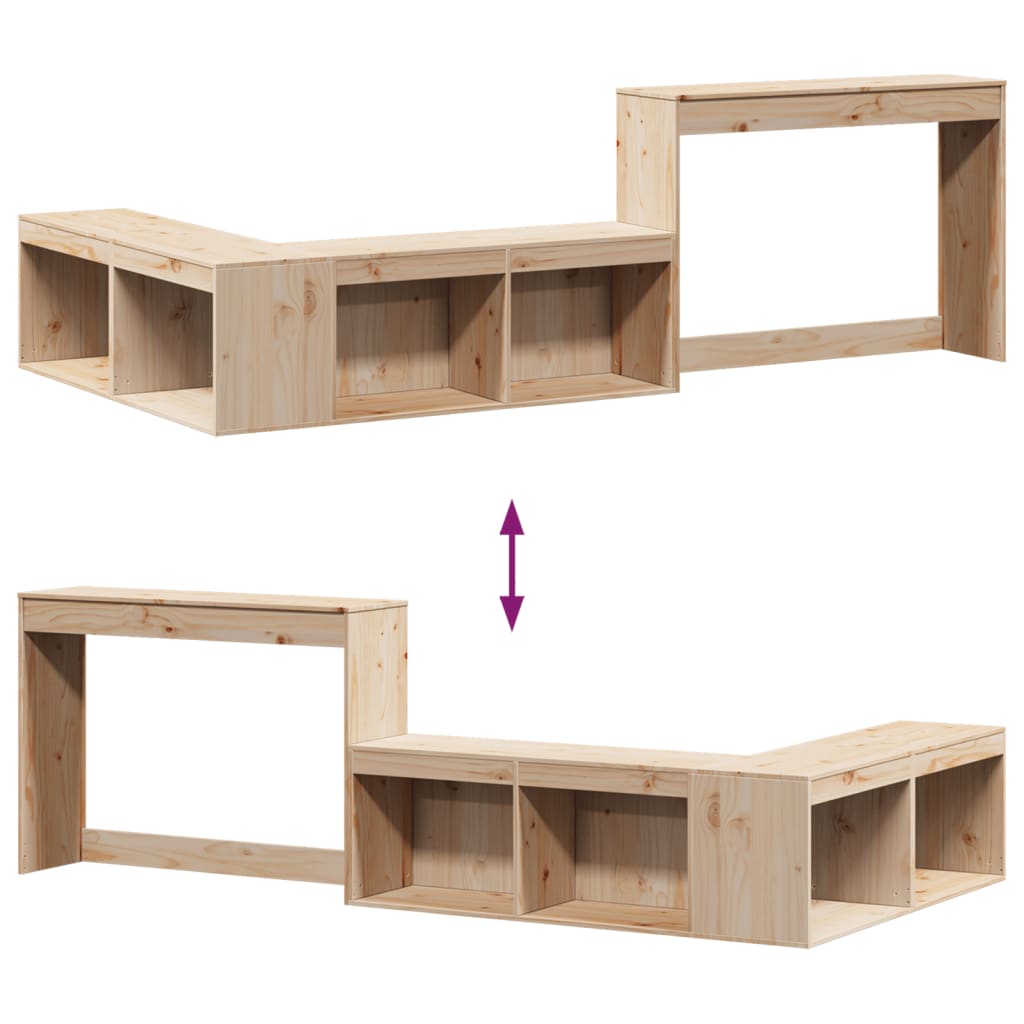 Sängbord Nattduksbord Trä Sängskåp med skrivbord 222x107x75 cm massiv furu