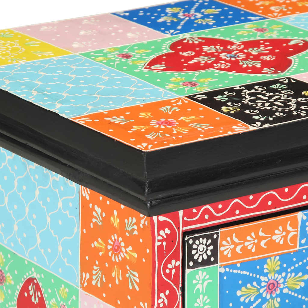 Sängbord Nattduksbord Trä Flerfärgsdesign 40 x 35 x 45 cm massivt mangoträ