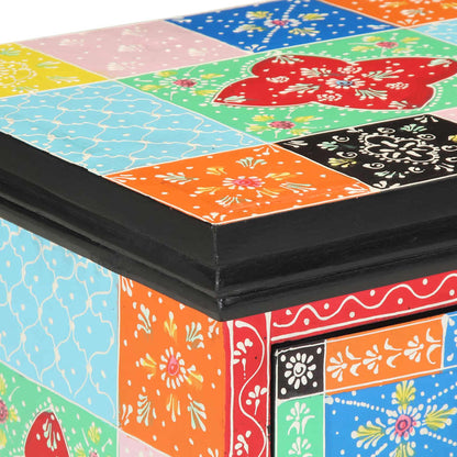 Sängbord Nattduksbord Trä Flerfärgsdesign 40 x 35 x 45 cm massivt mangoträ