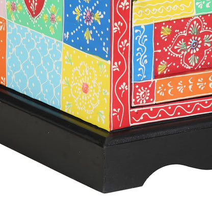 Sängbord Nattduksbord Trä med låda 2 pcs Flerfärgsdesign 40 x 35 x 45 cm