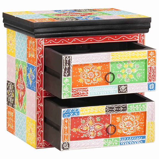 Sängbord Nattduksbord Trä Flerfärgsdesign 40 x 30 x 40 cm Massivt Mangoträ