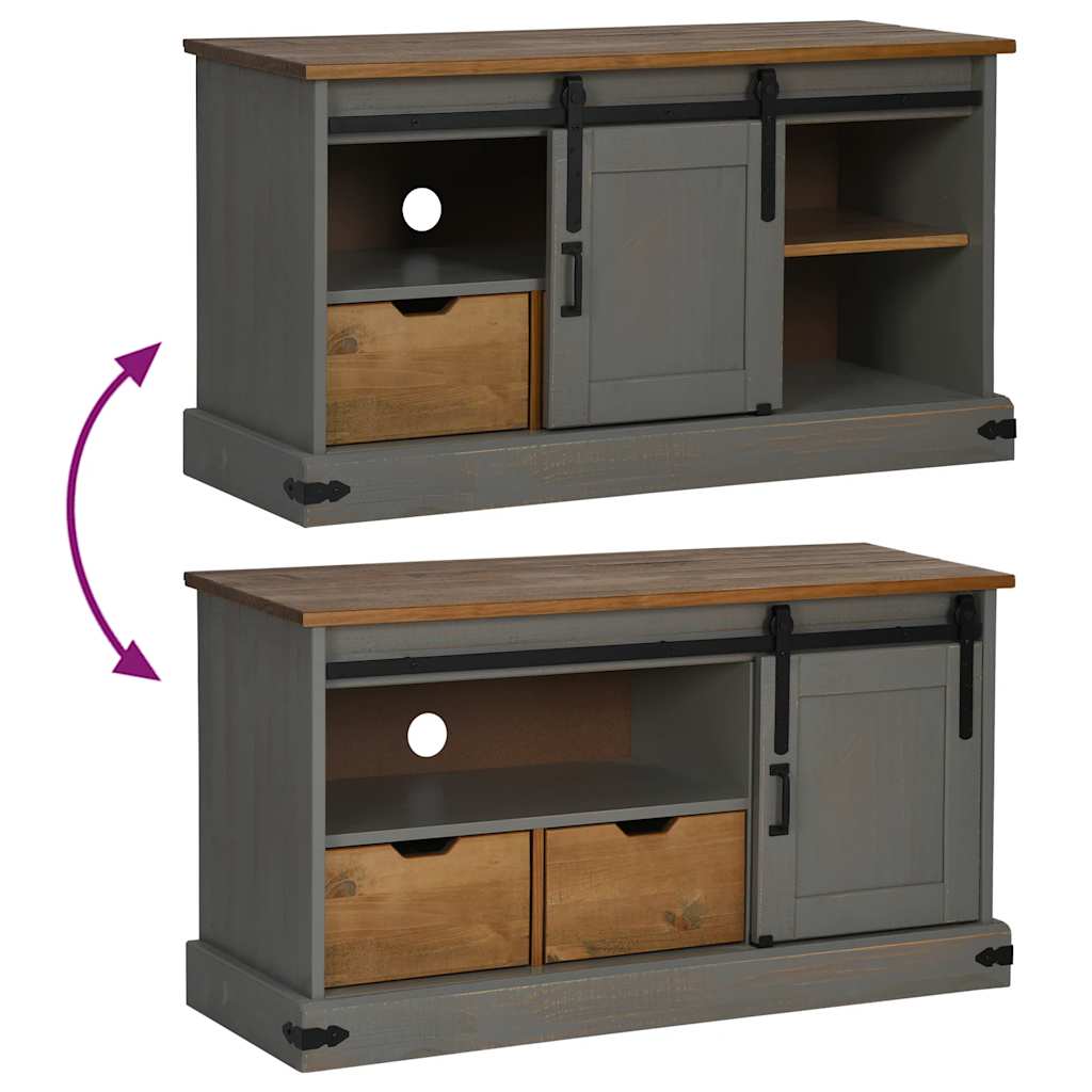 TV-Möbel Grå TV-Bänk HALDEN med skjutdörr 110x40x60 cm massivt trä