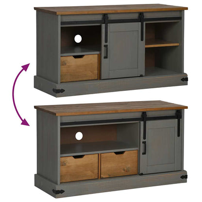 TV-Möbel Grå TV-Bänk HALDEN med skjutdörr 110x40x60 cm massivt trä