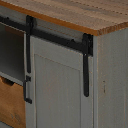 TV-Möbel Grå TV-Bänk HALDEN med skjutdörr 110x40x60 cm massivt trä