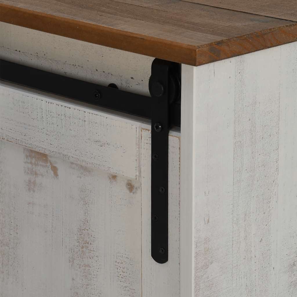 TV-Möbel Vit TV-Bänk HALDEN 2 skjutdörrar 150x40x60 cm massivt trä