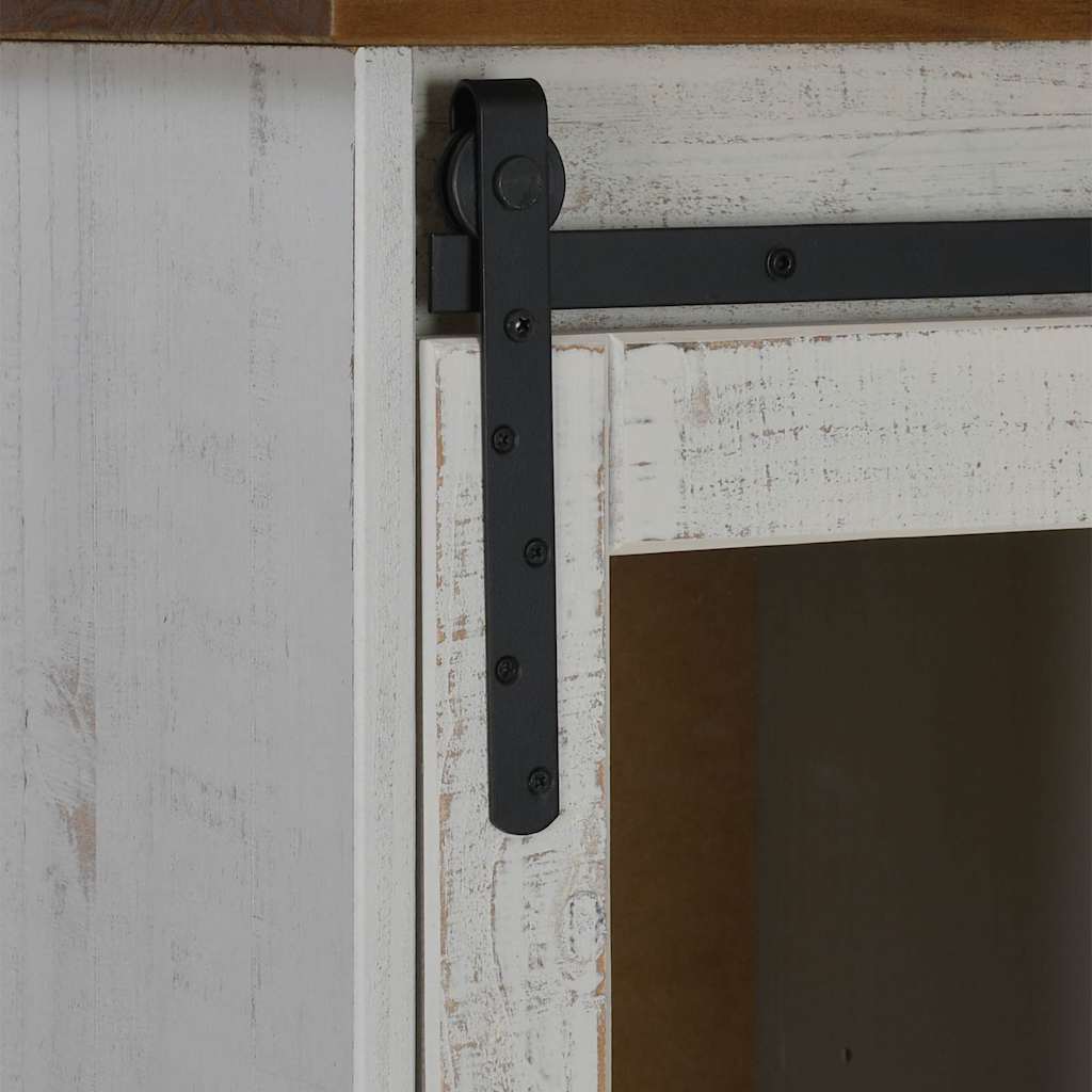 Skänk Vit HALDEN med skjutdörr 80x40x80 cm massivt trä