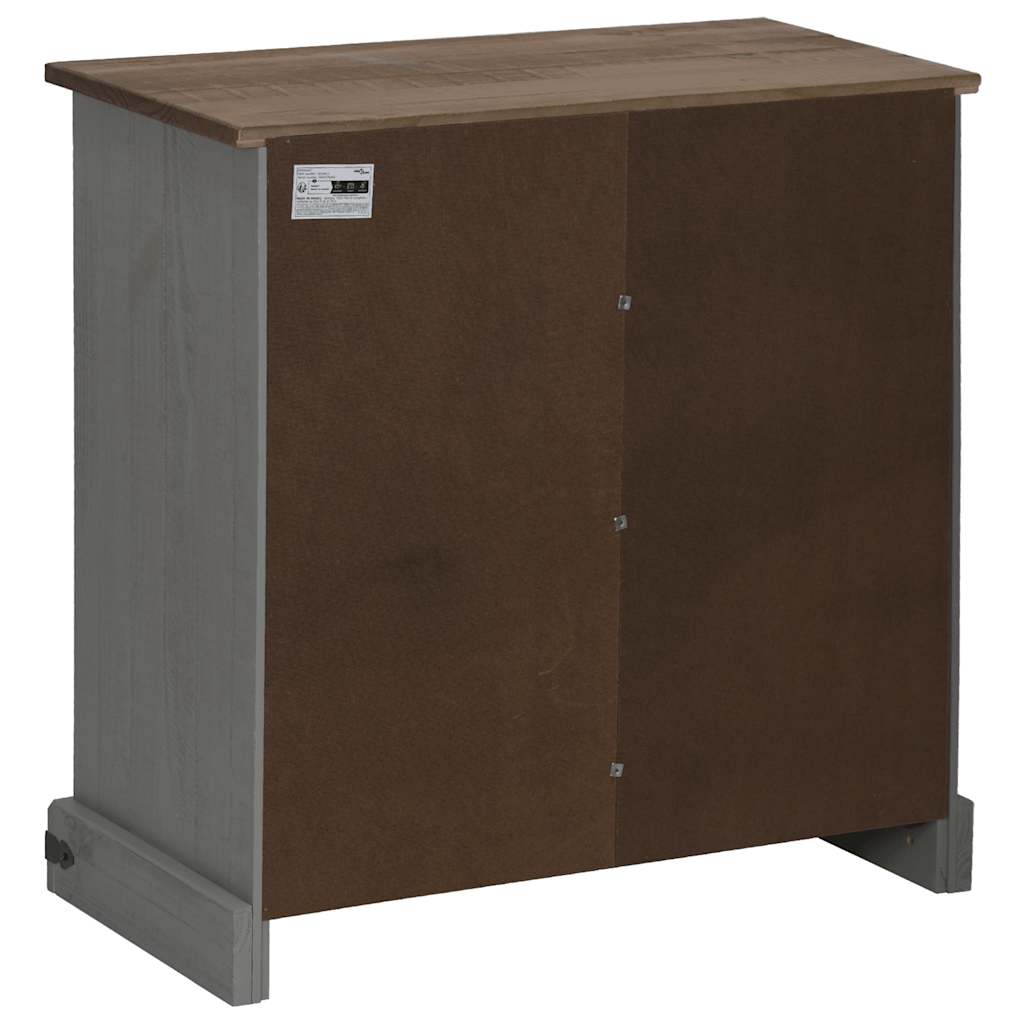 Skänk Grå HALDEN med skjutdörr 80x40x80 cm massivt trä