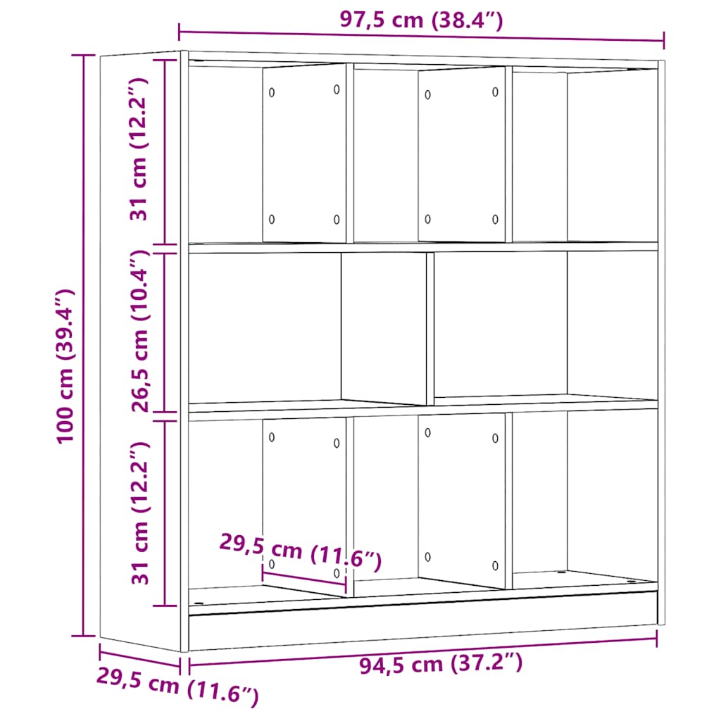 Bokhylla Artisan Ek 97,5x29,5x100 cm