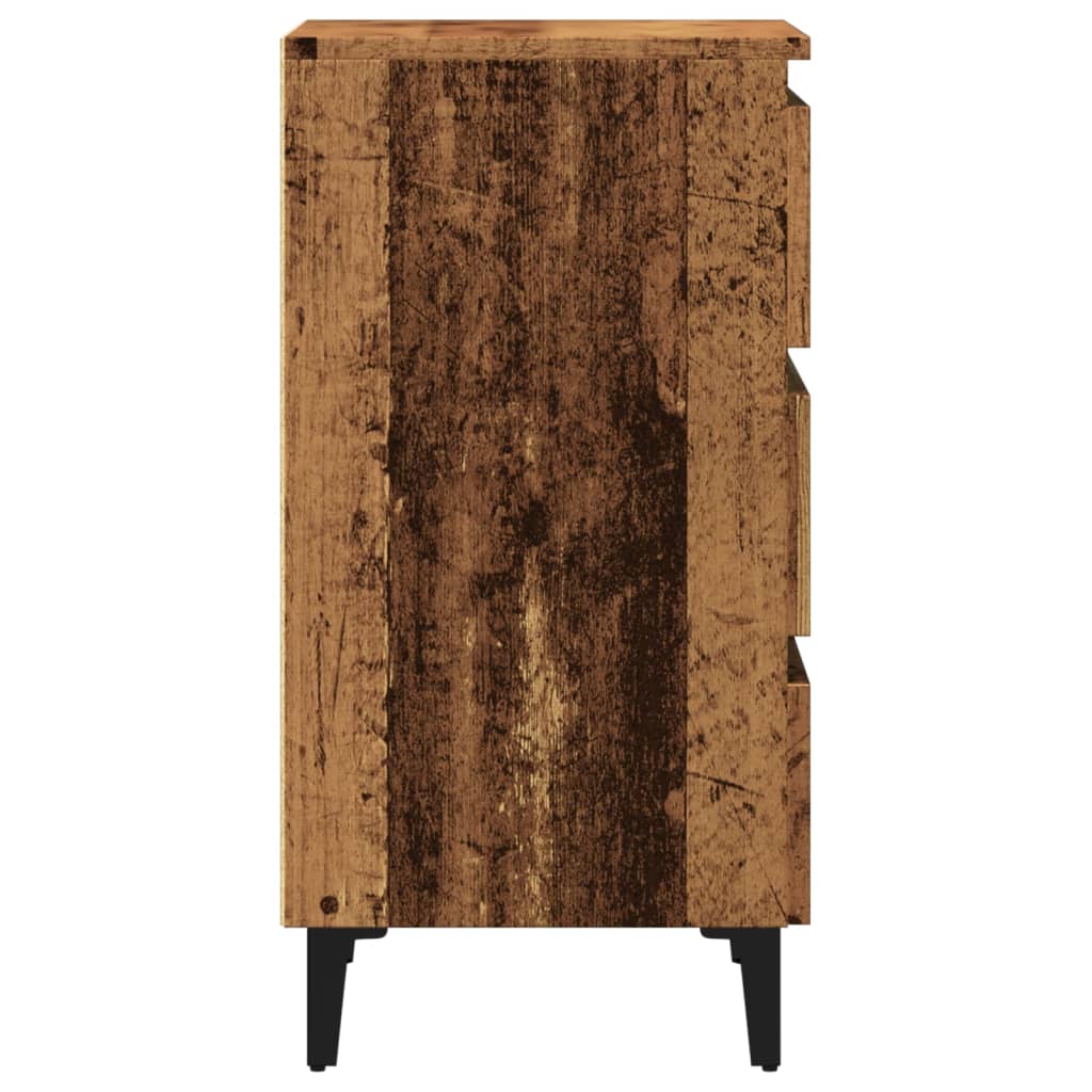 Sängbord Nattduksbord Åldrat Trä med metallben 40x35x69 cm