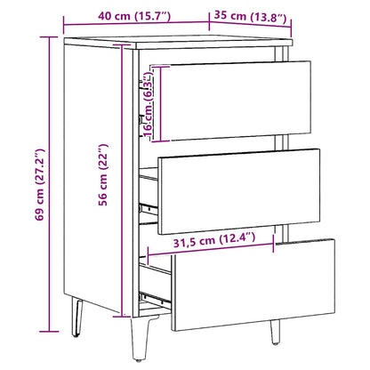 Sängbord Nattduksbord Artisan Ek med metallben 40x35x69 cm
