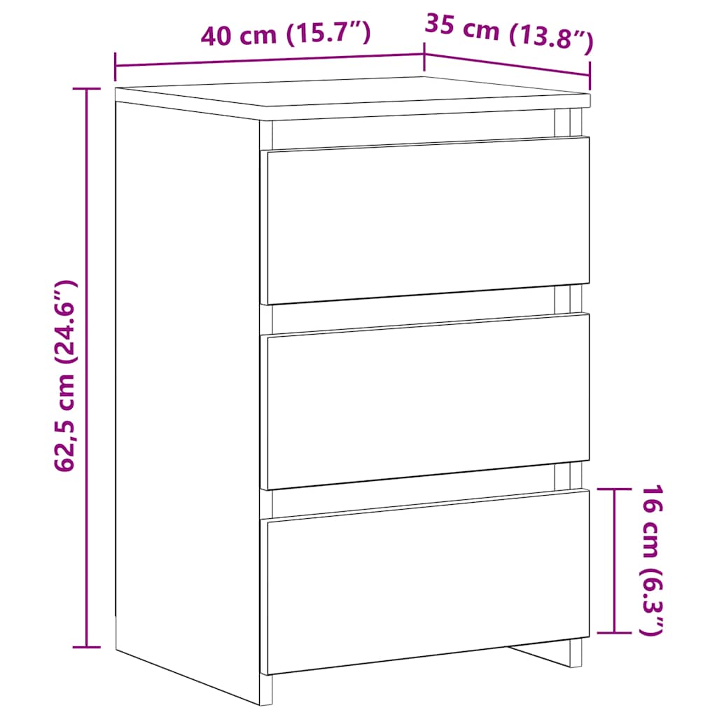 Sängbord 2 st åldrat trä 40x35x62,5 cm konstruerat trä