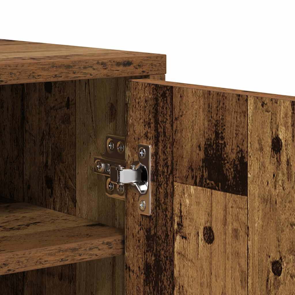 Skoställ Åldrat Trä Skoskåp 60x35x70 cm