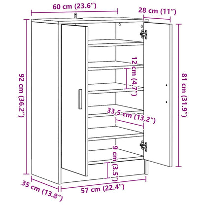 Skoskåp åldrat trä 60x35x92 cm konstruerat trä