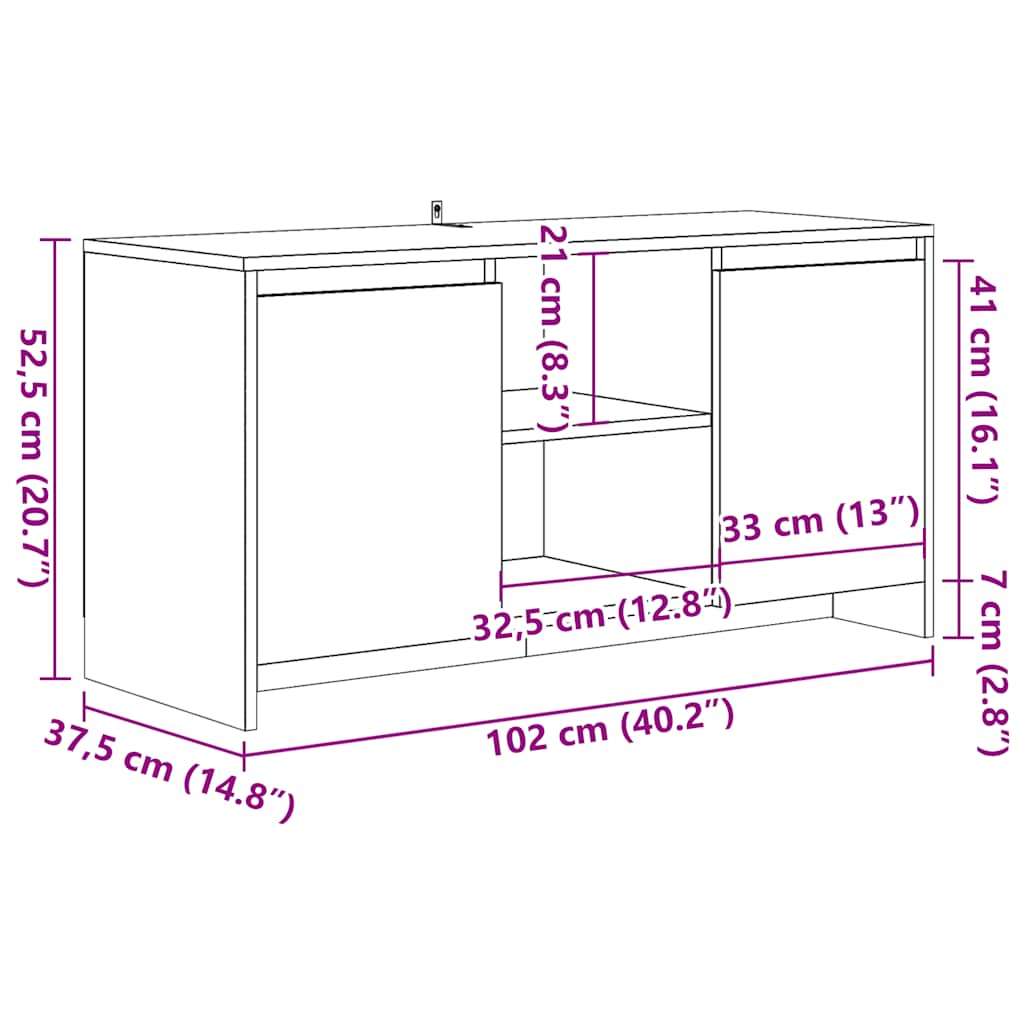 TV-Möbel Äldrat Trä TV-Bänk 102x37,5x52,5 cm