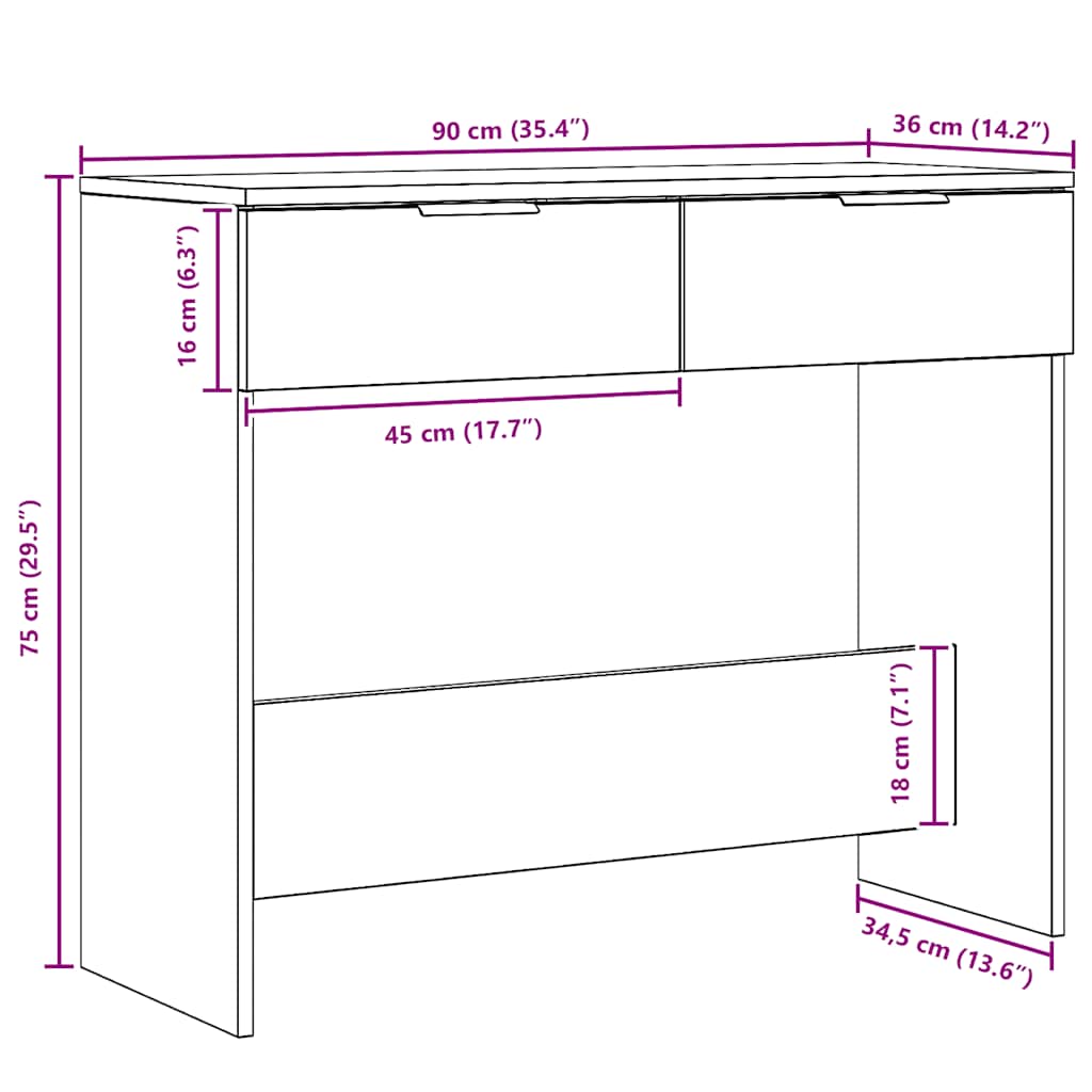 Avlastningsbord Konsollbord Artisan Ek 90x36x75 cm