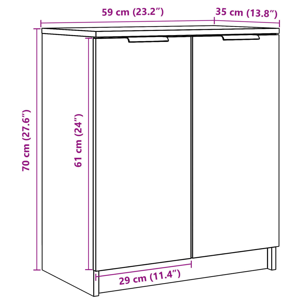 Skoställ Åldrat Trä Skoskåp 59x35x70 cm