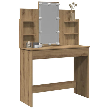 Sminkbord med LED artisan ek 96x40x142 cm