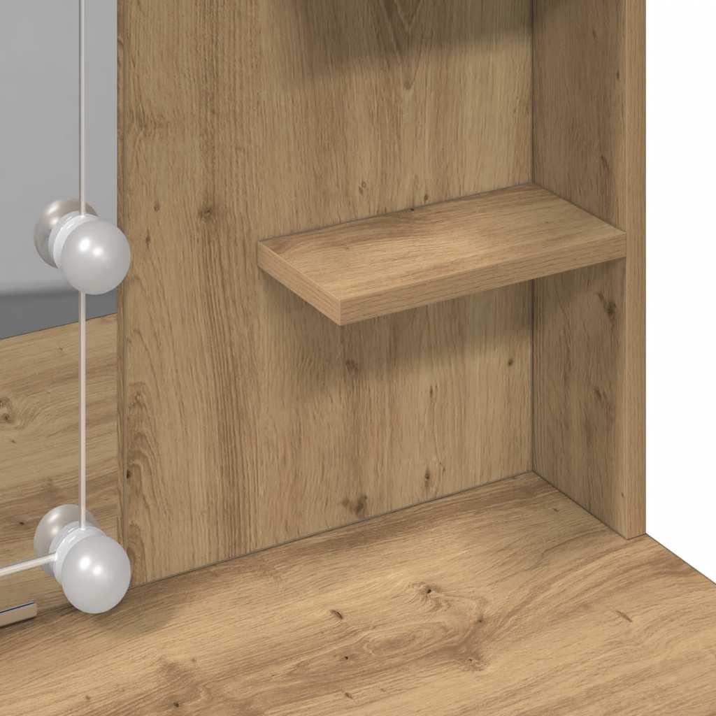 Sminkbord med LED artisan ek 96x40x142 cm