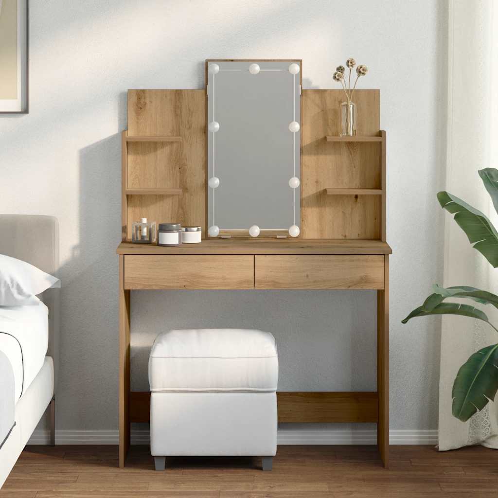 Sminkbord med LED artisan ek 96x40x142 cm