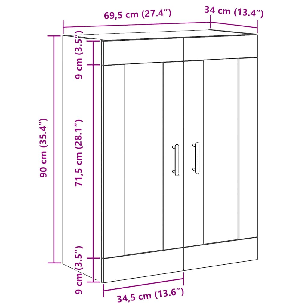 Skänk artisan ek 69,5x34x90 cm konstruerat trä