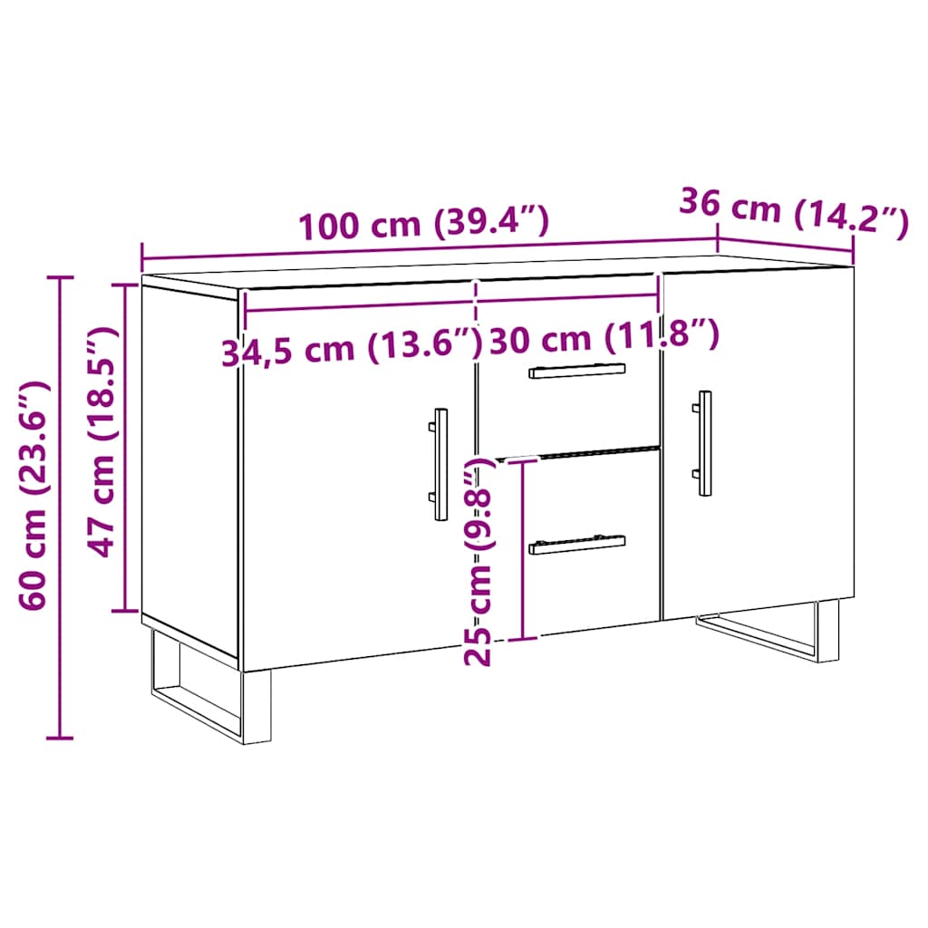 Skänk Artisan Ek 100x36x60 cm