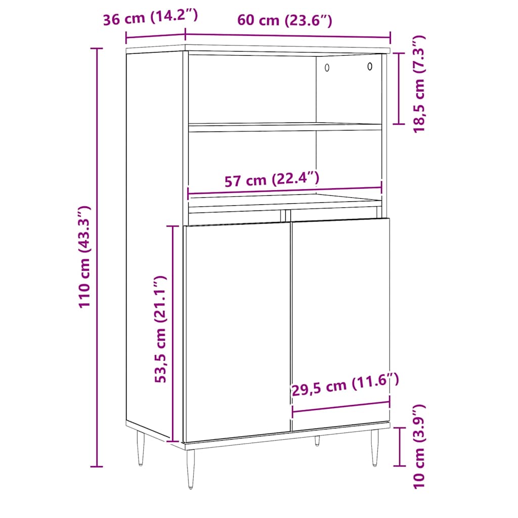 Skåp Brun Ek 60x36x110 cm