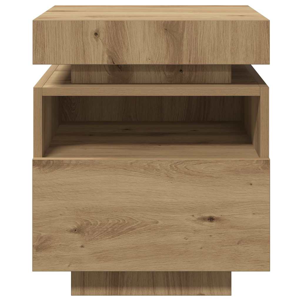 Sängbord med LED-belysning 2 st artisan ek 40x39x48,5 cm